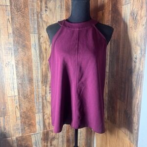 Ann Taylor Factory‎ Burgundy Mock Neck Sleeveless Blouse Top